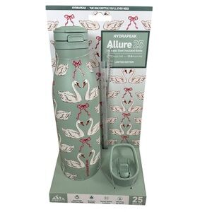 HYDRAPEAK Allure Green Swan Bow 25oz Stainless Steel Bottle Limited Edition NEW